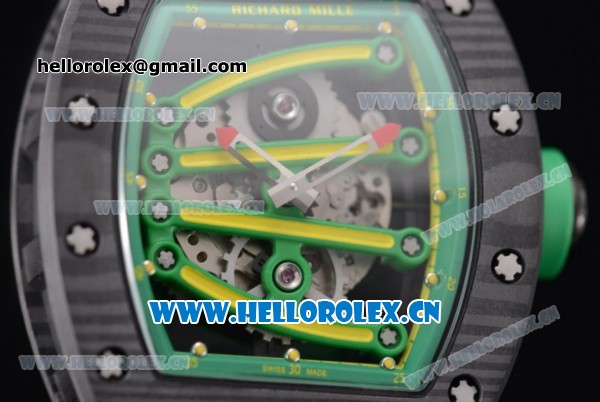 Richard Mille RM 59-01 Miyota 9015 Automatic PVD Case with Skeleton Dial Dot/Arabic Numeral Markers and Black Rubber Strap - Click Image to Close